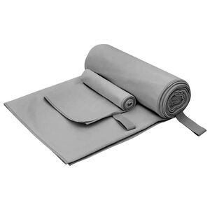 vidaXL Set de serviettes de sport 2 pi&egrave;ces Gris fonc&eacute;