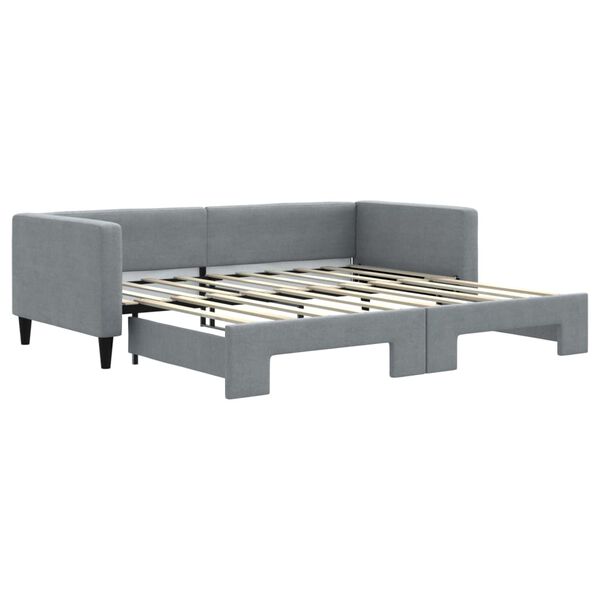 vidaXL Lit de jour avec lit gigogne gris clair 90x190 cm tissu