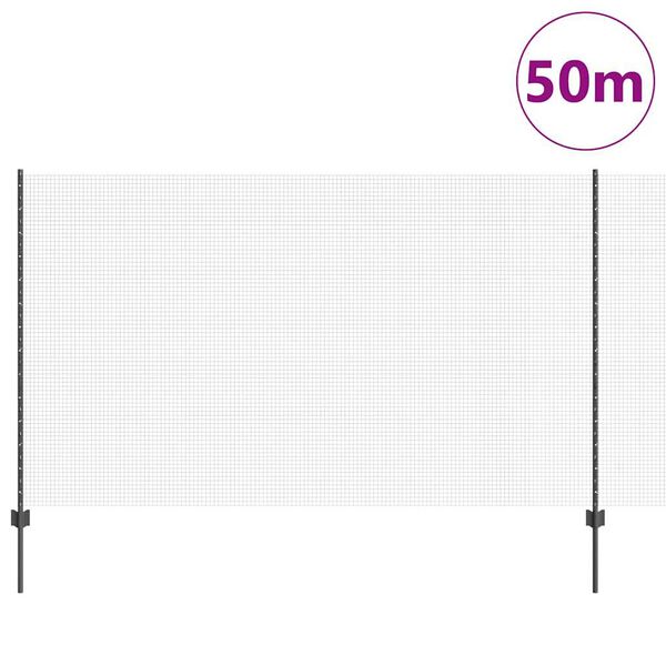 vidaXL Cl&ocirc;ture avec poteau Gris 1,4 x 50 m Acier et PVC