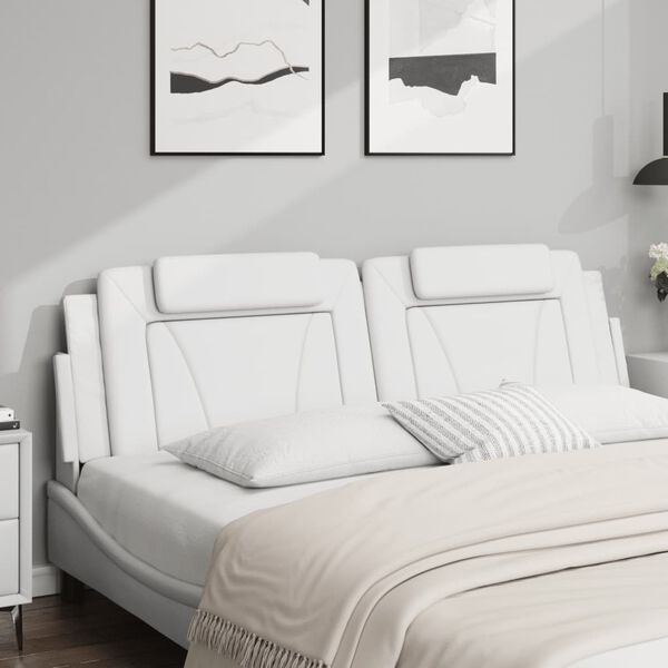 vidaXL Coussin de t&ecirc;te de lit Viana blanc 180 cm similicuir