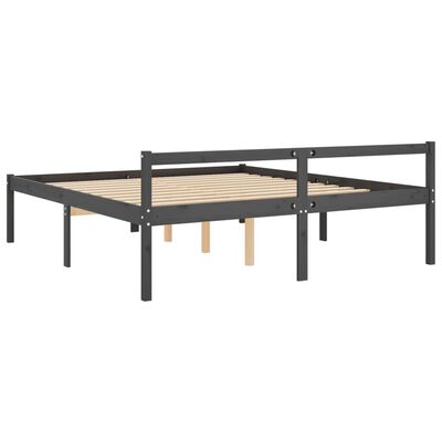 vidaXL Lit pour personne âgée gris 200x200 cm bois massif de pin