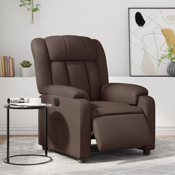 vidaXL Fauteuil inclinable &eacute;lectrique Marron Similicuir
