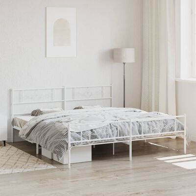 vidaXL Cadre de lit métal sans matelas et pied de lit blanc 180x200 cm