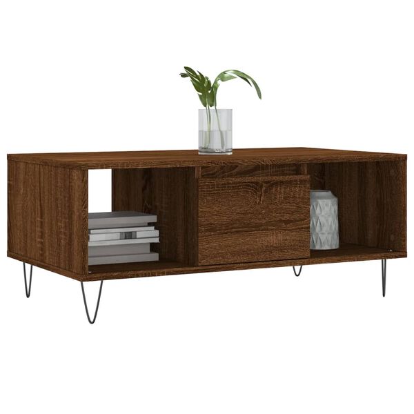 vidaXL Table basse Ch&ecirc;ne marron 90x50x36,5 cm Bois d'ing&eacute;nierie