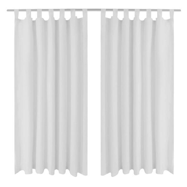 2 pcs Rideau &agrave; Passant Micro Satin Blanc 140 x 245 cm