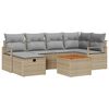 vidaXL Ensemble de canap&eacute; de jardin avec coussin 7 pcs Beige polyrotin