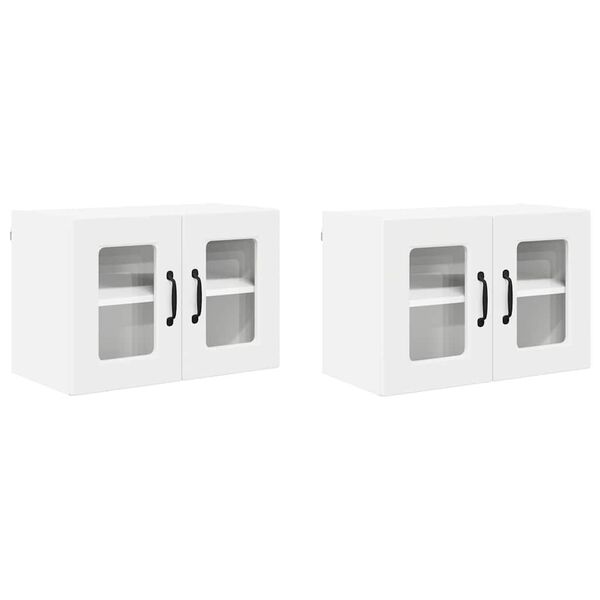 vidaXL Armoire de cuisine avec &eacute;tag&egrave;re 2 pcs Blanc 60 x 31 x 40 cm