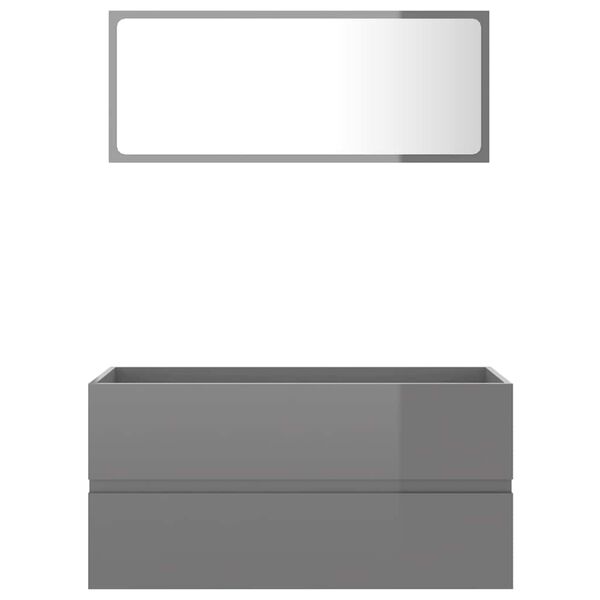 vidaXL Ensemble de meubles de salle de bain 2 pcs Gris brillant