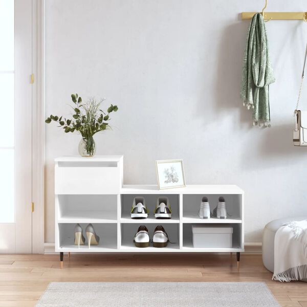 vidaXL Armoire &agrave; chaussures Blanc 102x36x60 cm Bois d'ing&eacute;nierie