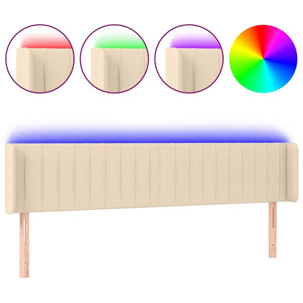 vidaXL T&ecirc;te de lit &agrave; LED Cr&egrave;me 183x16x78/88 cm Tissu