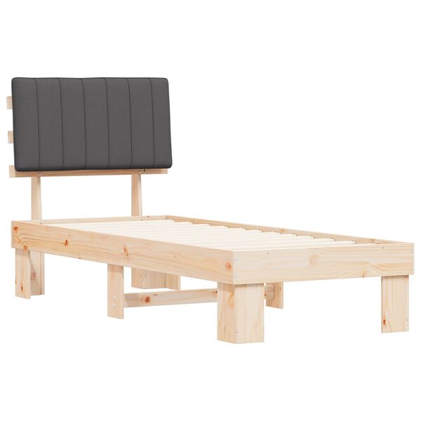 vidaXL Cadre de lit avec t&ecirc;te de lit rembourr&eacute;e Gris fonc&eacute; 80 x 200 cm