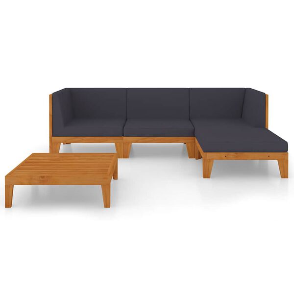 vidaXL Salon de jardin 5 pcs avec coussins Bois d'acacia solide