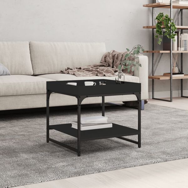 vidaXL Table basse noir 49,5x49,5x45 cm bois d'ing&eacute;nierie