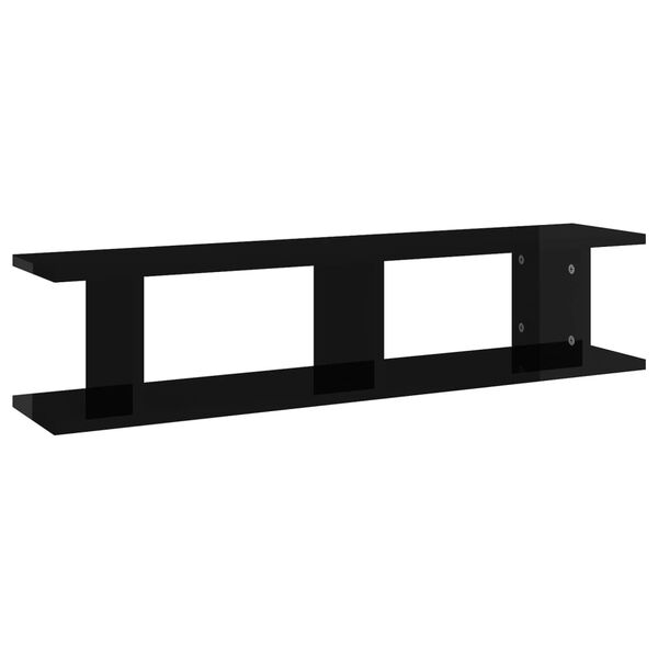 vidaXL &Eacute;tag&egrave;res murales 2 pcs noir brillant 90x18x20cm bois ing&eacute;nierie