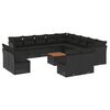 vidaXL Salon de jardin avec coussins 14 pcs noir r&eacute;sine tress&eacute;e