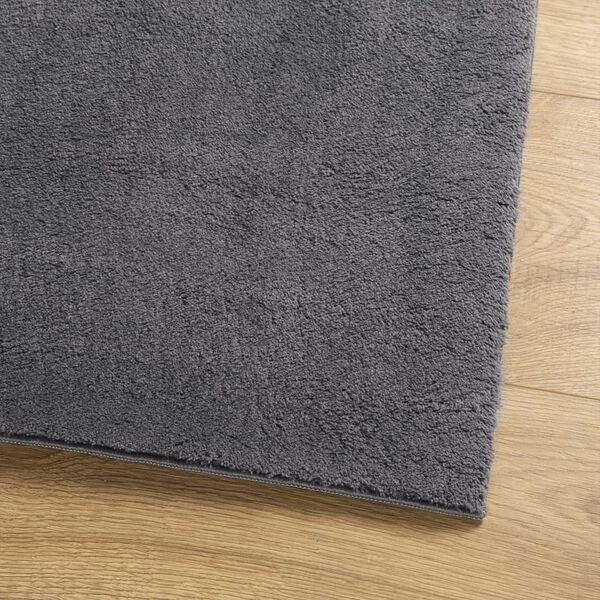 vidaXL Tapis HUARTE &agrave; poils courts doux et lavable anthracite 80x250cm