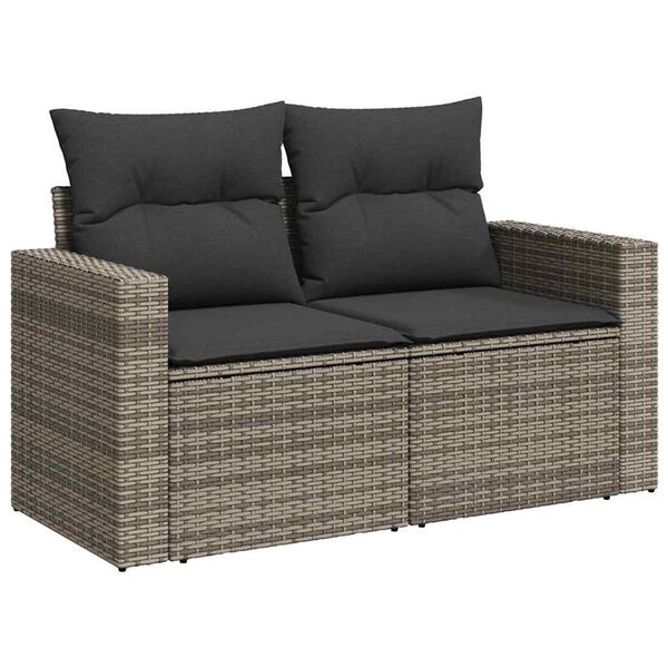 vidaXL Ensemble de canap&eacute; de jardin avec coussin 18 pcs Gris polyrotin