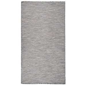 vidaXL Tapis &agrave; tissage plat d'ext&eacute;rieur 80x150 cm Marron et bleu