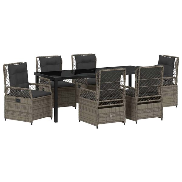 vidaXL Ensemble de salle &agrave; manger pour jardin 7 pcs Gris polyrotin