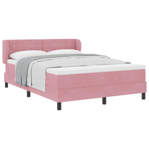 vidaXL Lit &agrave; ressorts avec matelas Rose 140 x 190 cm Velours