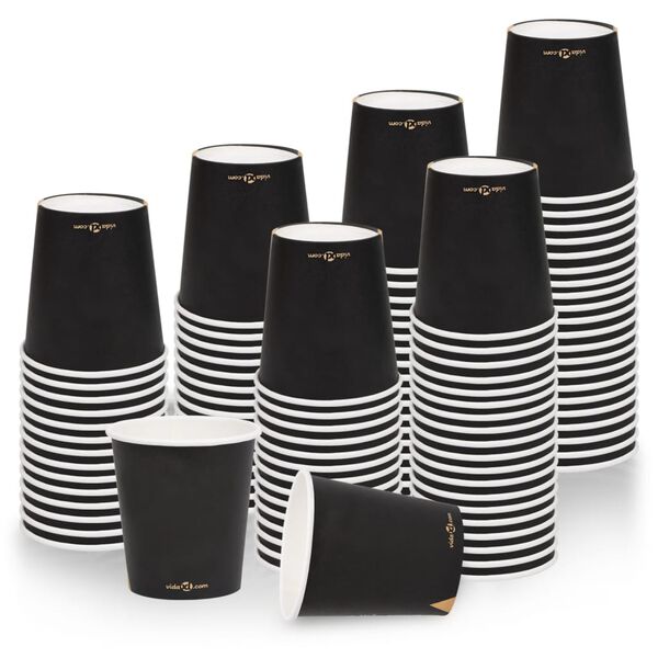 vidaXL Tasses &agrave; caf&eacute; en papier 200 ml 100 pcs Noir