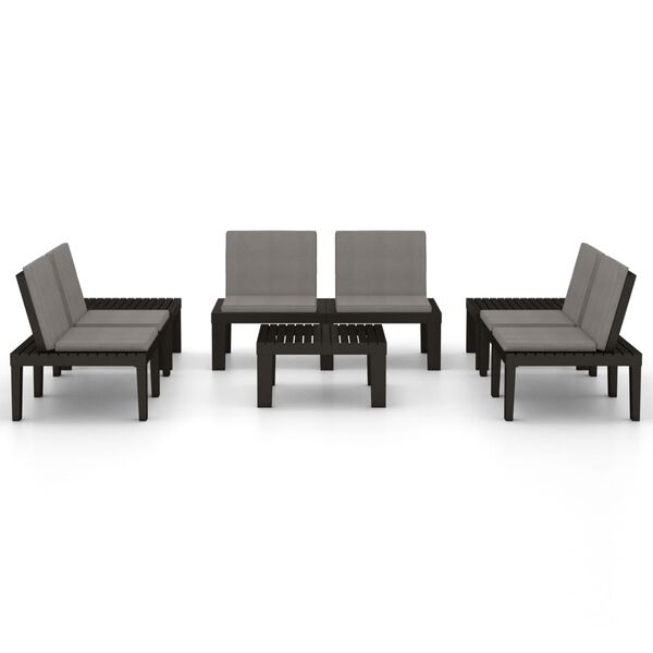 vidaXL Salon de jardin 6 pcs avec coussins Plastique Gris