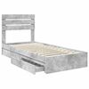vidaXL Lit de Rangement Gris b&eacute;ton 90 x 200 cm Bois d'ing&eacute;nierie