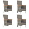vidaXL Ensemble &agrave; manger de jardin 5 pcs coussins gris r&eacute;sine tress&eacute;e