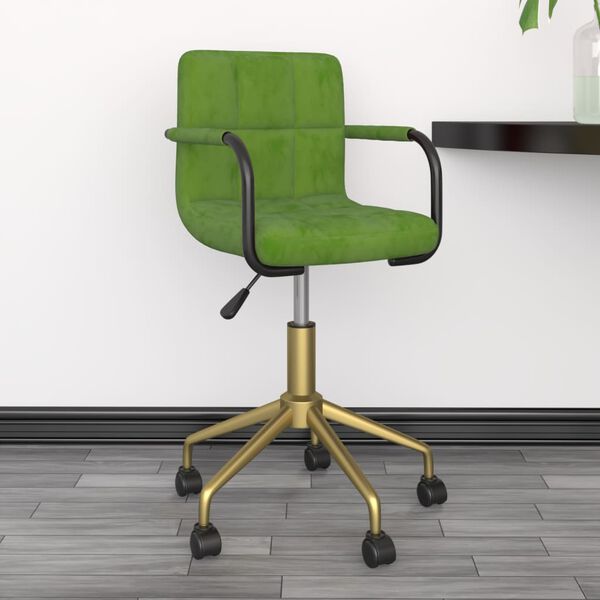 vidaXL Chaise pivotante de salle &agrave; manger Vert clair Velours