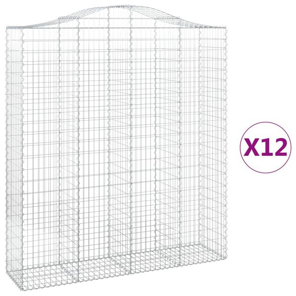 vidaXL Paniers &agrave; gabions arqu&eacute;s 12 pcs 200x50x220/240 cm Fer galvanis&eacute;