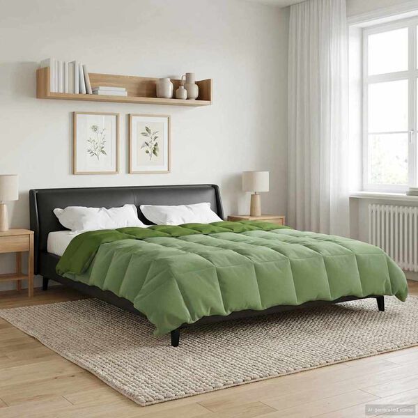 vidaXL Duvet d'&eacute;t&eacute; simple Matelass&eacute; Vert 220 x 260 cm Microfibre