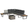 vidaXL Salon de jardin avec coussins 2pcs gris r&eacute;sine tress&eacute;e et verre