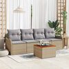 vidaXL Ensemble de canap&eacute; de jardin avec coussin 5 pcs Beige polyrotin