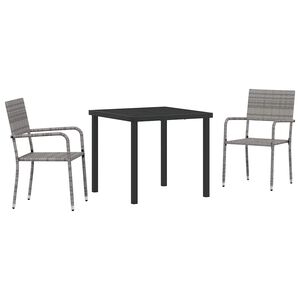 vidaXL Ensemble de salle &agrave; manger pour jardin 3 pcs Gris polyrotin
