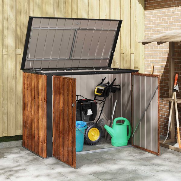 vidaXL Bo&icirc;te de Rangement de Jardin Marron 151,5 x 82 x 110,5 cm Acier