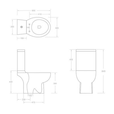 vidaXL Toilette en céramique ronde écoulement d'eau au fond blanc