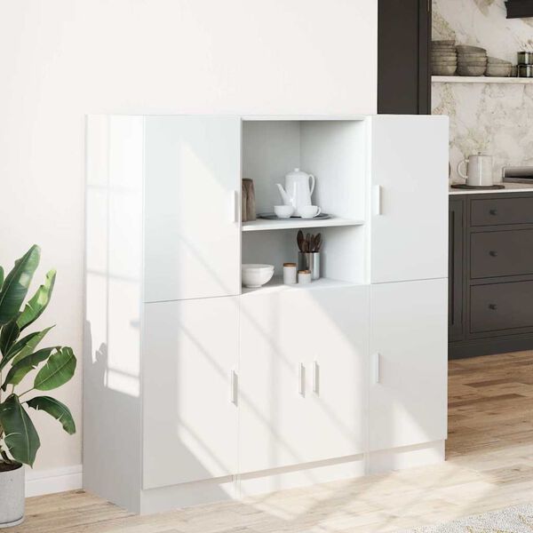 vidaXL Ensemble d'armoires de cuisine 3 pcs blanc bois d'ing&eacute;nierie