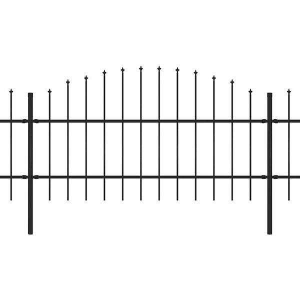 vidaXL Cl&ocirc;ture de jardin avec dessus en forme de lance en acier 1603,5 x 100 cm Noir