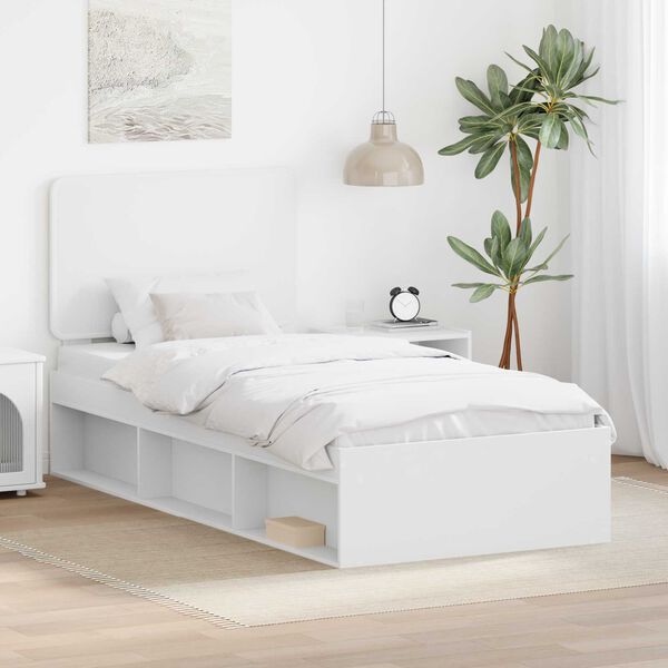 vidaXL Cadre de lit Blanc 75 x 190 cm Bois de pin massif