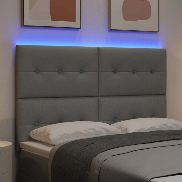 vidaXL T&ecirc;te de lit LED avec t&ecirc;te de lit Gris clair 160 cm Polyester