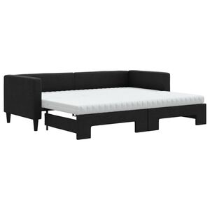vidaXL Lit de jour avec lit gigogne et matelas noir 80x200 cm tissu