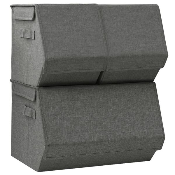 vidaXL Bo&icirc;tes de rangement empilables 3 pcs Tissu Anthracite