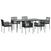 vidaXL Ensemble &agrave; manger de jardin coussins 7 pcs noir rotin et acier