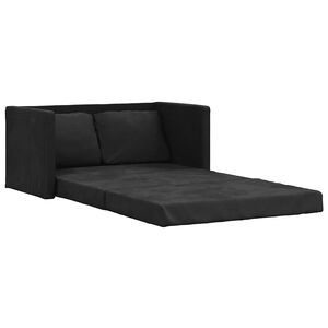 vidaXL Canap&eacute;-lit 2 en 1 noir 122x204x55 cm velours