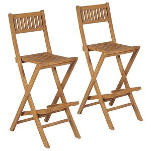 vidaXL Tabourets pliables de bar d'ext&eacute;rieur lot de 2 bois teck solide