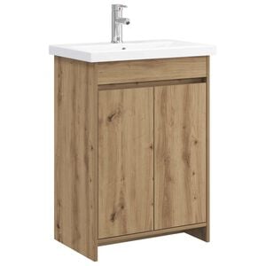 vidaXL Ensemble de mobilier de salle de bain Ch&ecirc;ne artisanal