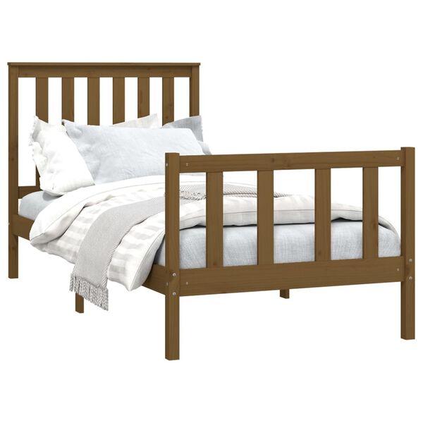 vidaXL Cadre de lit sans matelas marron miel 90x200 cm bois pin massif