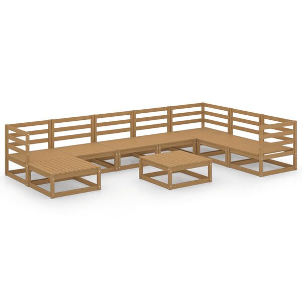 vidaXL Salon de jardin 9 pcs marron miel bois de pin massif