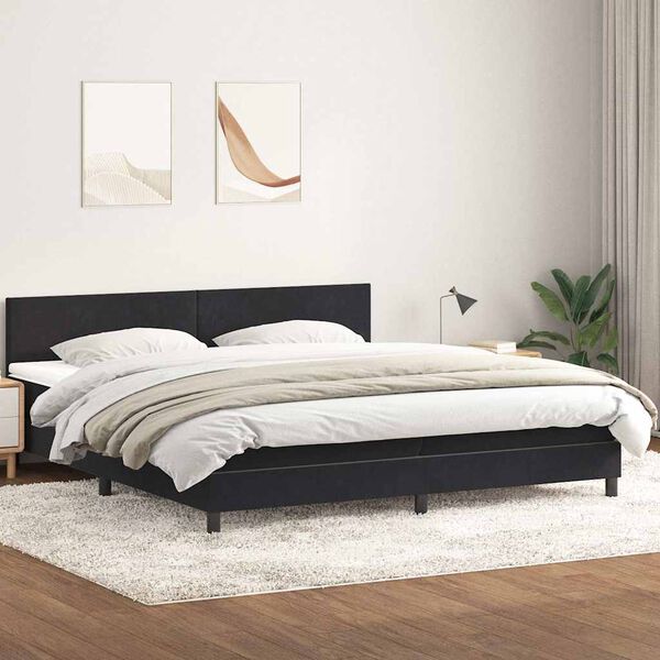 vidaXL Sommier &agrave; lattes de lit avec matelas et LED noir 200x210 cm Velours