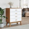 vidaXL Armoire &agrave; tiroirs OLDEN blanc et marron bois de pin solide